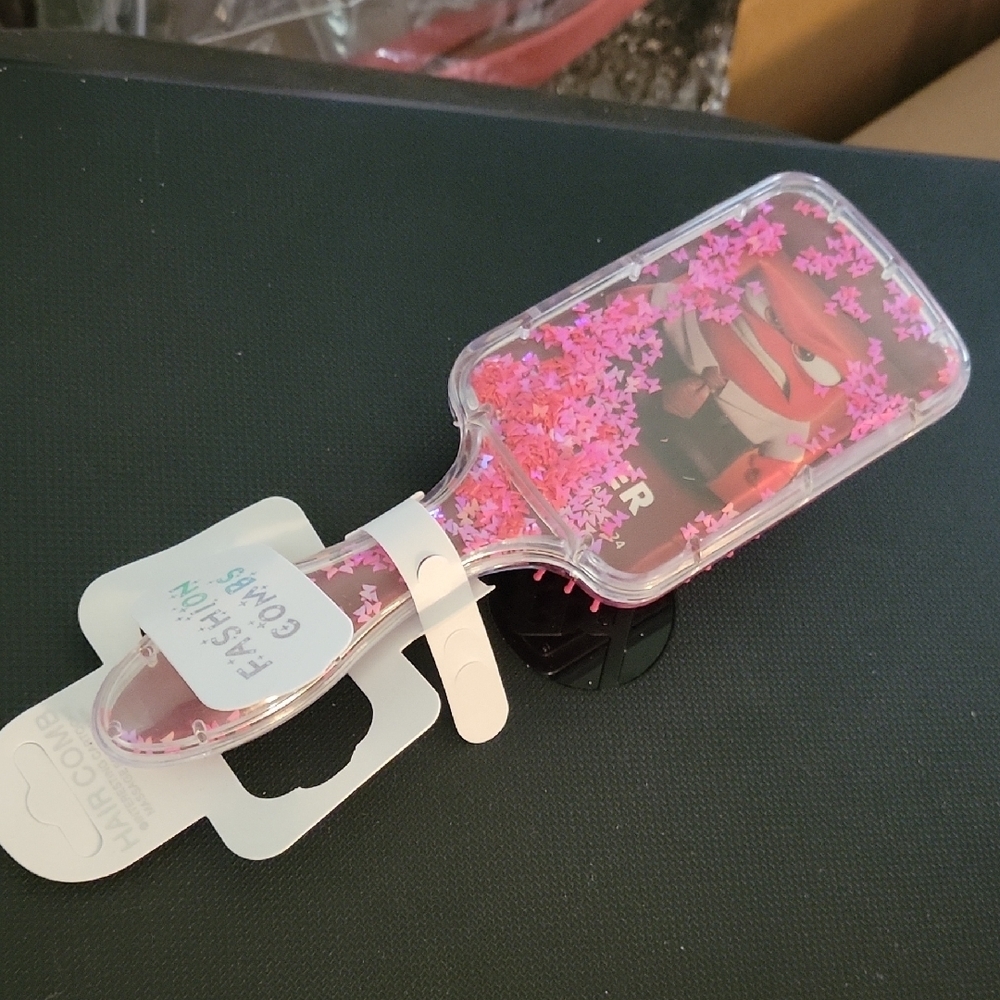 Disney Pixar Inside Out 2 Anger Pink Glitter Hairbrush Case